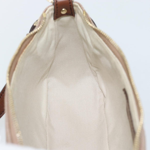 Salvatore Ferragamo Gancini Accessory Pouch Canvas Pink Gold Tone Auth 192778A