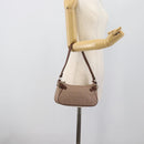 Salvatore Ferragamo Gancini Accessory Pouch Canvas Pink Gold Tone Auth 192778A-19