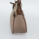 Salvatore Ferragamo Gancini Accessory Pouch Canvas Pink Gold Tone Auth 192778A-4