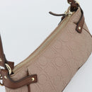 Salvatore Ferragamo Gancini Accessory Pouch Canvas Pink Gold Tone Auth 192778A-6