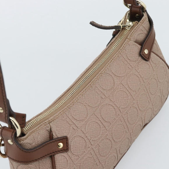 Salvatore Ferragamo Gancini Accessory Pouch Canvas Pink Gold Tone Auth 192778A