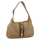 GUCCI Jackie Shoulder Bag Suede Brown Silver 001.3306 Auth 192781-1