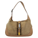GUCCI Jackie Shoulder Bag Suede Brown Silver 001.3306 Auth 192781-2