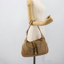 GUCCI Jackie Shoulder Bag Suede Brown Silver 001.3306 Auth 192781-22