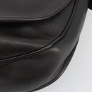 LOEWE Shoulder Bag Leather Dark Brown Gold Tone Auth 192782A-9