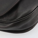 LOEWE Shoulder Bag Leather Dark Brown Gold Tone Auth 192782A-15
