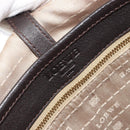LOEWE Shoulder Bag Leather Dark Brown Gold Tone Auth 192782A-19