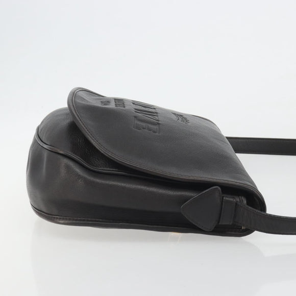 LOEWE Shoulder Bag Leather Dark Brown Gold Tone Auth 192782A