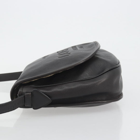 LOEWE Shoulder Bag Leather Dark Brown Gold Tone Auth 192782A