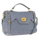 Miu Miu Hand Bag Leather 2way Light Blue Gold Tone Auth 192784A-1