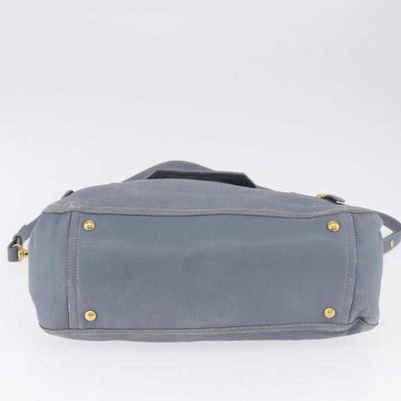 Miu Miu Hand Bag Leather 2way Light Blue Gold Tone Auth 192784A