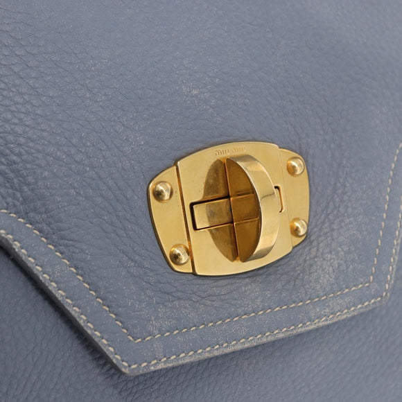 Miu Miu Hand Bag Leather 2way Light Blue Gold Tone Auth 192784A
