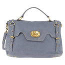 Miu Miu Hand Bag Leather 2way Light Blue Gold Tone Auth 192784A-13