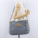Miu Miu Hand Bag Leather 2way Light Blue Gold Tone Auth 192784A-27