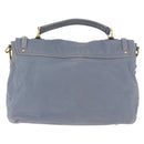 Miu Miu Hand Bag Leather 2way Light Blue Gold Tone Auth 192784A-2