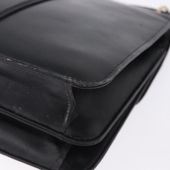 GUCCI Shoulder Bag Leather Black Gold Tone Auth 192785