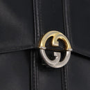GUCCI Shoulder Bag Leather Black Gold Tone Auth 192785-17