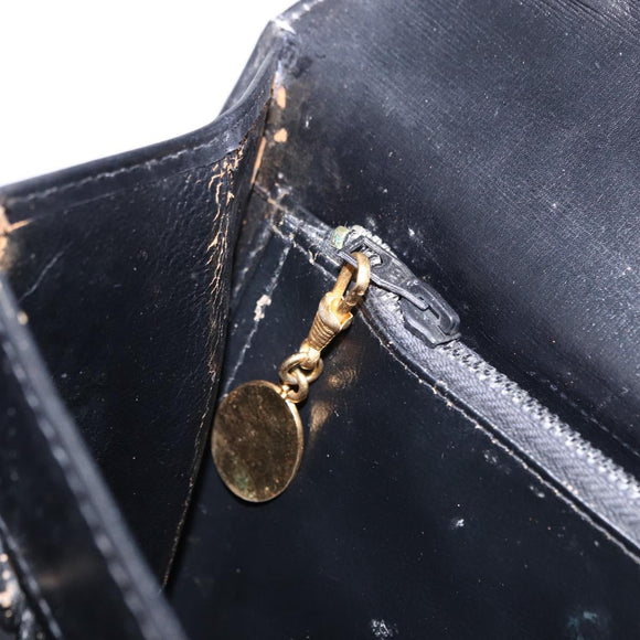 GUCCI Shoulder Bag Leather Black Gold Tone Auth 192785