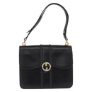 GUCCI Shoulder Bag Leather Black Gold Tone Auth 192785-13