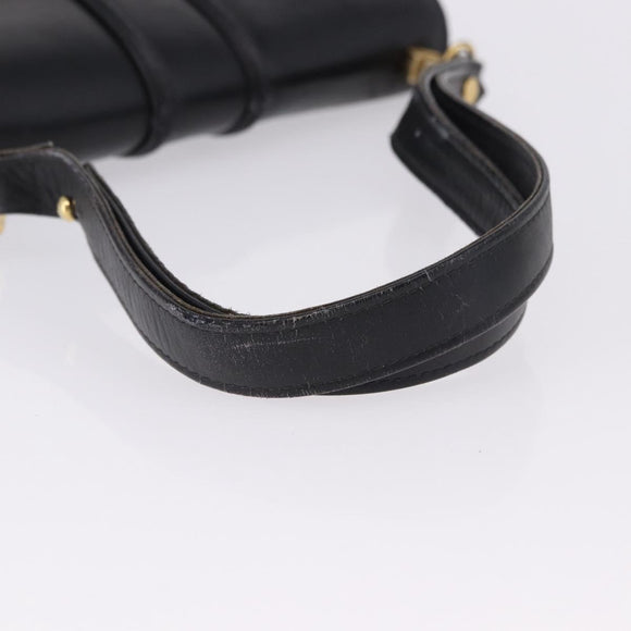 GUCCI Shoulder Bag Leather Black Gold Tone Auth 192785