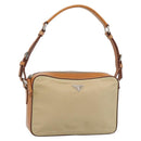 PRADA Shoulder Bag Nylon Beige Silver Auth 192786-1