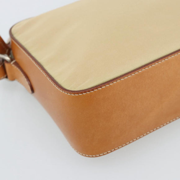 PRADA Shoulder Bag Nylon Beige Silver Auth 192786