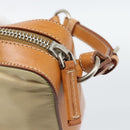 PRADA Shoulder Bag Nylon Beige Silver Auth 192786-14
