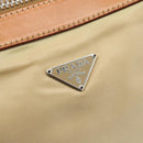 PRADA Shoulder Bag Nylon Beige Silver Auth 192786-16