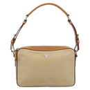 PRADA Shoulder Bag Nylon Beige Silver Auth 192786-2