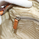 PRADA Shoulder Bag Nylon Beige Silver Auth 192786-21