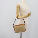 PRADA Shoulder Bag Nylon Beige Silver Auth 192786-24