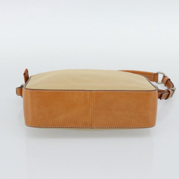 PRADA Shoulder Bag Nylon Beige Silver Auth 192786