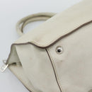 PRADA Hand Bag Leather Ivory Silver Auth 192790-15