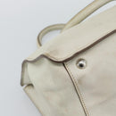 PRADA Hand Bag Leather Ivory Silver Auth 192790-17