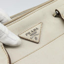 PRADA Hand Bag Leather Ivory Silver Auth 192790-18
