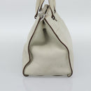 PRADA Hand Bag Leather Ivory Silver Auth 192790-3