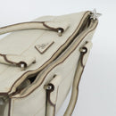 PRADA Hand Bag Leather Ivory Silver Auth 192790-6
