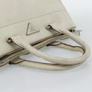 PRADA Hand Bag Leather Ivory Silver Auth 192790-7