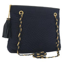 BALLY Chain Shoulder Bag Nylon Navy Gold Tone Auth 192792-1