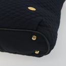 BALLY Chain Shoulder Bag Nylon Navy Gold Tone Auth 192792-10