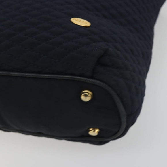 BALLY Chain Shoulder Bag Nylon Navy Gold Tone Auth 192792