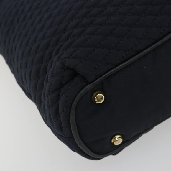 BALLY Chain Shoulder Bag Nylon Navy Gold Tone Auth 192792