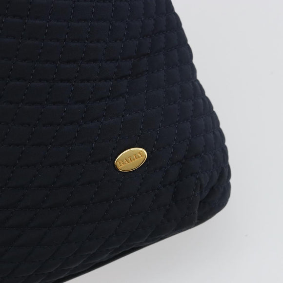 BALLY Chain Shoulder Bag Nylon Navy Gold Tone Auth 192792