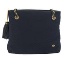 BALLY Chain Shoulder Bag Nylon Navy Gold Tone Auth 192792-2