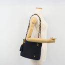 BALLY Chain Shoulder Bag Nylon Navy Gold Tone Auth 192792-24