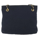 BALLY Chain Shoulder Bag Nylon Navy Gold Tone Auth 192792-3