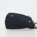 BALLY Chain Shoulder Bag Nylon Navy Gold Tone Auth 192792-4