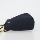 BALLY Chain Shoulder Bag Nylon Navy Gold Tone Auth 192792-5