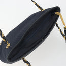 BALLY Chain Shoulder Bag Nylon Navy Gold Tone Auth 192792-6