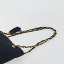 BALLY Chain Shoulder Bag Nylon Navy Gold Tone Auth 192792-8